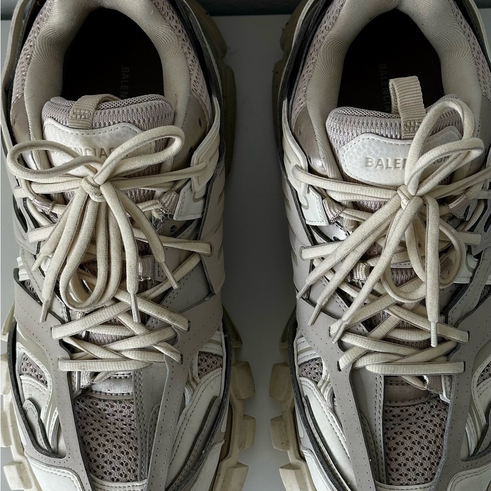 Balenciaga Taupe and Off-White Track Sneakers - Picture 7 of 8